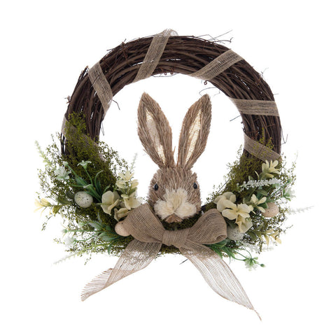 Blanc Mariclò Couronne de Pâques avec lapin "Dorabella" Shabby D33 cm
