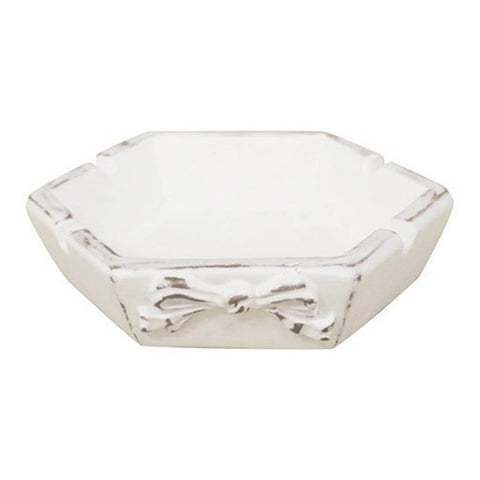 COCCOLE DI CASA Ashtray with antiqued white wood bow 13,5x13,5x3,5 cm