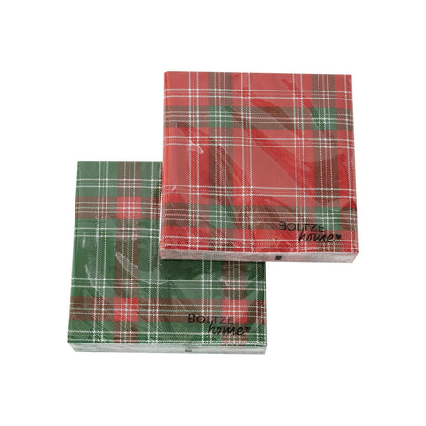 MAGNUS REGALO Pack of 20 disposable Christmas napkins TARTAN 2 variants 33 cm