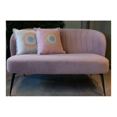 L'ATELIER 17 Square decorative cushion with rainbow crochet, "SHANTI" Shabby Chic 40x40 cm 2 variants