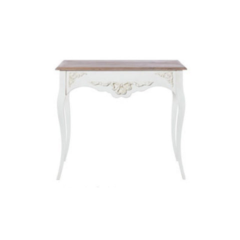 L'arte di Nacchi Ivory high coffee table with wooden bow and handcrafted wood pulp Made in Italy, Vintage Shabby Chic 77x38x80,5cm