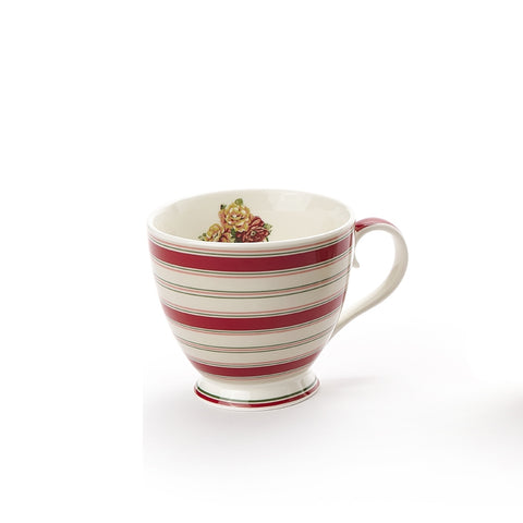 FABRIC CLOUDS Cup with white EMILY porcelain handle with red flowers 440 ml
