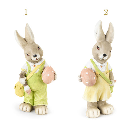 FABRIC CLOUDS Rabbit figurines with eggs in resin Easter decoration 2 variants