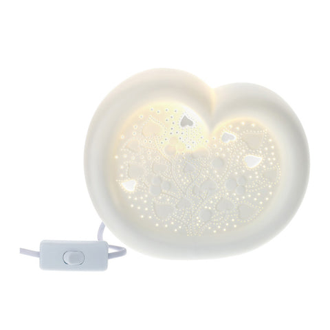 Lampe coeur hublot en porcelaine Hervit "Love" 21x9xH17 cm