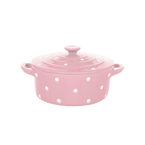 ISABELLE ROSE Pot en céramique avec couvercle rose et pois Ø30 x H14,8 cm