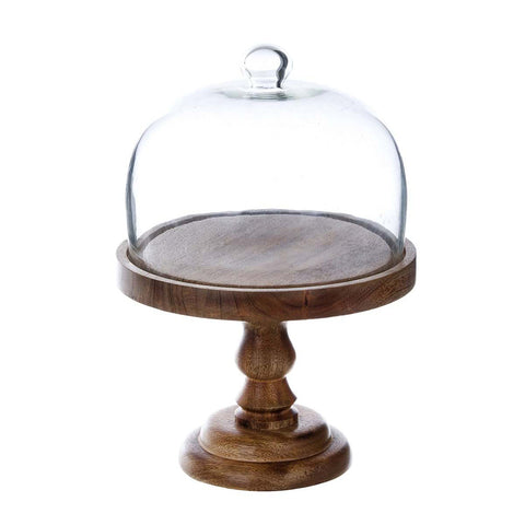 Blanc Mariclò Wooden cake stand with bell "Medea" 23x23xh31 cm