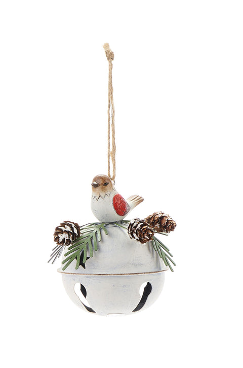 FABRIC CLOUDS Christmas decoration jingle bells with bird Ø10cm