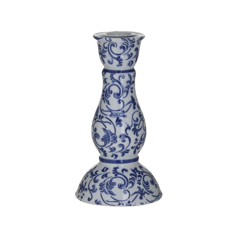 INART Portacandela ceramica blu bianco Ø10,5 H20 cm 3-70-830-0019