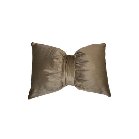 RIZZI Bow cushion in velvet rounded cushion in dove gray polyester 30x50 cm