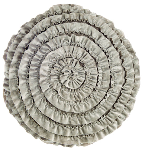 BLANC MARICLO' Round cushion with dove gray rouches 45x45 cm a29693