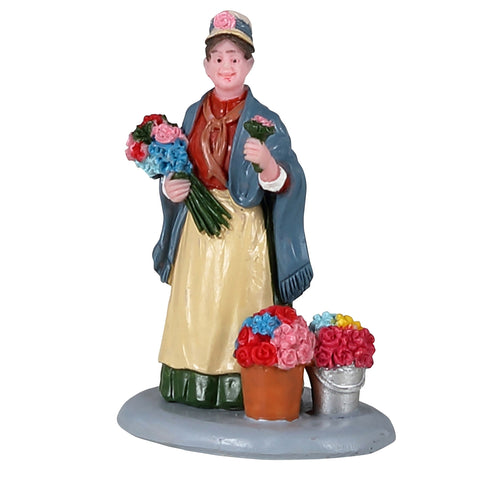 LEMAX Statuina venditore di fiori per villaggio di Natale poliresina 5x4x7 cm