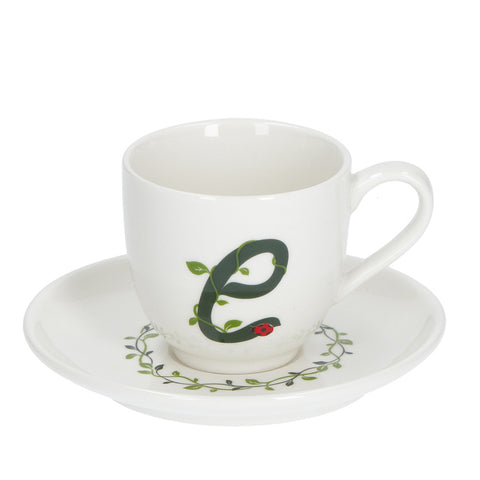 LA PORCELLANA BIANCA Espresso cup with saucer letter E in porcelain "Solo Tua" 90 cc