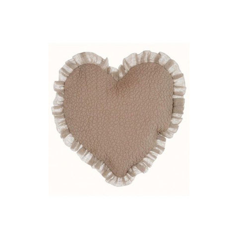 BLANC MARICLO' TIEPOLO heart-shaped decorative cushion with dove gray frills 35x35 cm