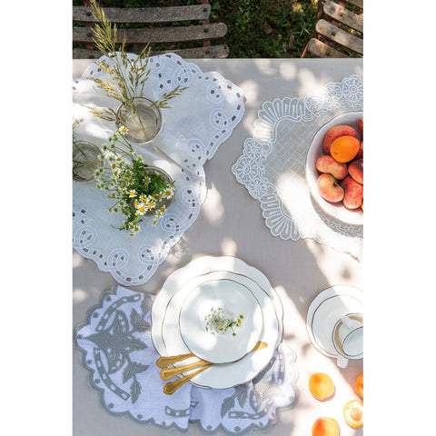 Blanc Mariclò Lot de deux sets de table en lin Shabby "Dentelle" 38x50 cm