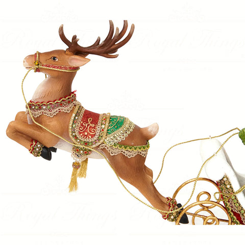 GOODWILL Christmas decoration Santa Claus in sleigh with reindeer and gifts in resin 60×21×34 cm