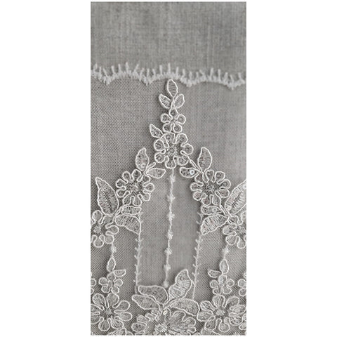 Lena Runner flowers in natural linen and lace made in Italy 110x35 cm