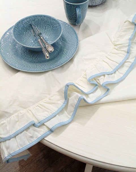 ATELIER17 Round tablecloth table cover with flounces cotton 2 color variants Ø160cm
