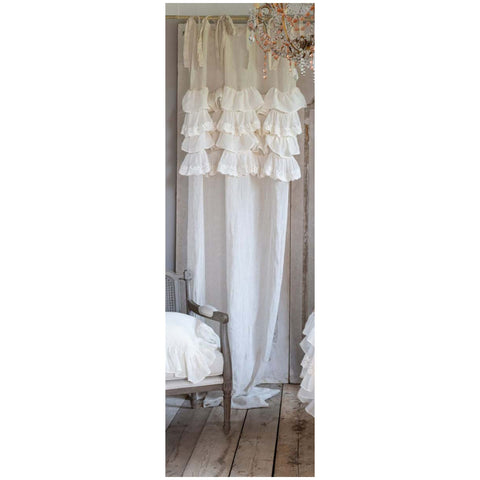 Blanc Mariclò Set of two curtain panels in beige linen blend "DENTELLE"