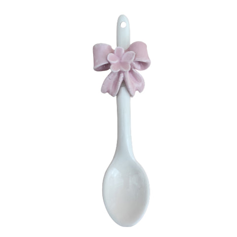 NALI' Capodimonte porcelain spoon with pink bow 12cm LF38ROSA