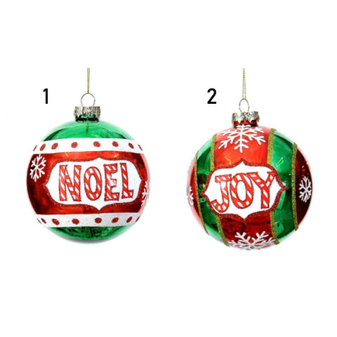 VETUR Sfera natalizia palla per albero di natale con scritta in vetro 2 varianti D10cm