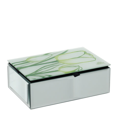 Hervit Boîte à bijoux verte avec miroir "Tulipe" 15x10x5 cm