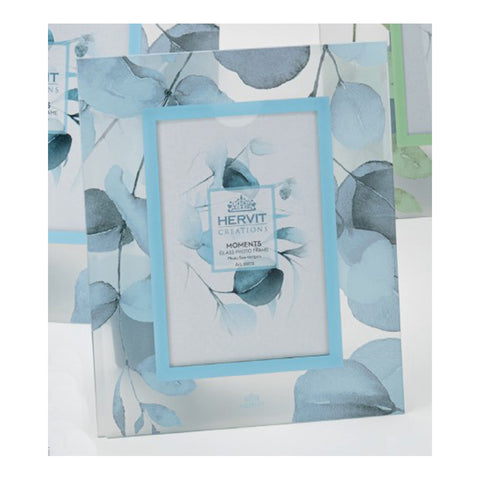 Hervit Cornice in vetro floreale blu "Botanic" 18x22 cm