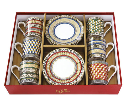 EASY LIFE Set of 6 coffee cups with saucers in porcelain 100 ml NEOC126