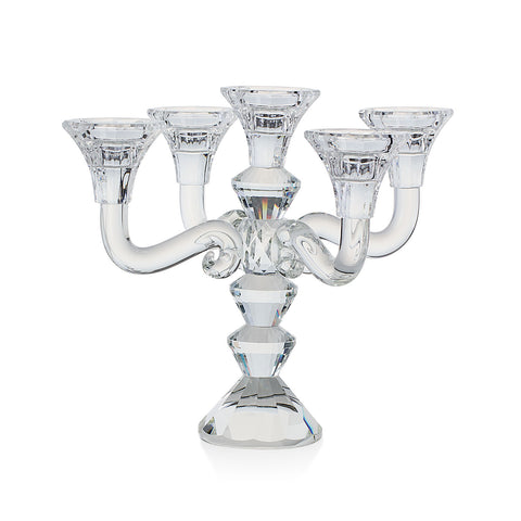 EMO' ITALIA Candle holder 5 flames transparent crystal candelabra 25x25x21 cm