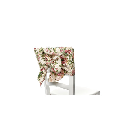 NUVOLE DI STOFFA Copri sedia con fiocco EMILY a fiori cotone rosa 22x230 cm
