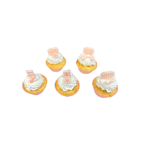 I DOLCI DI NAMI Cupcake aux décorations crème et rose 5 variantes différentes Ø 4,5 H 9 cm