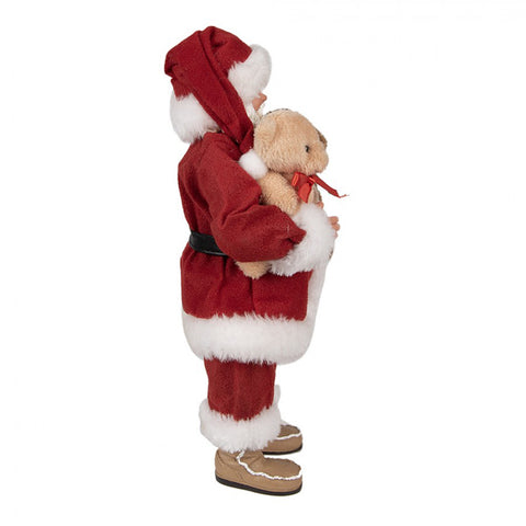 Clayre &amp; Eef Santa Claus with soft toy in red fabric 16x8xh28cm
