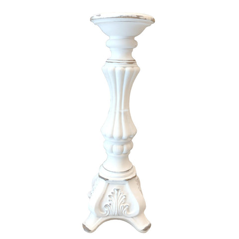 L'arte di Nacchi Candelabra Antique effect white candle holder with resin ornaments Vintage, Shabby Chic 15xH35 cm