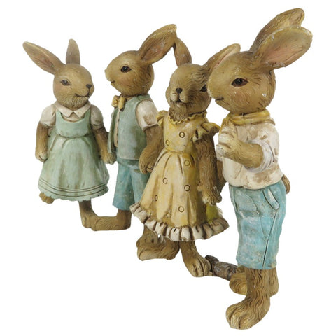 CLAYRE & EEF Set 4 coniglietti decorazioni Pasqua beige 16x6x11 cm