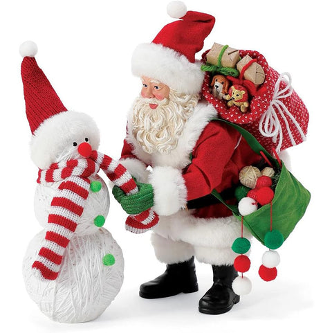 Département 56 Rêves possibles Résine Père Noël avec bonhomme de neige