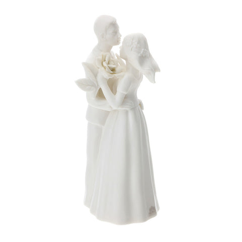 HERVIT Statuina Coppia sposi in porcellana bianca con led idea bomboniera H 22CM