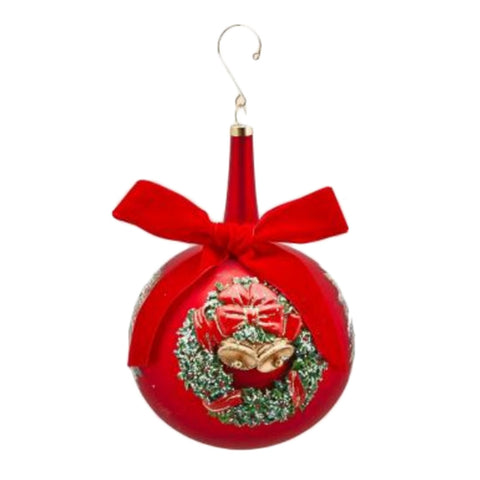 EDG Palla di Natale con ghirlanda sfera per albero collo lungo vetro rosso Ø12 cm