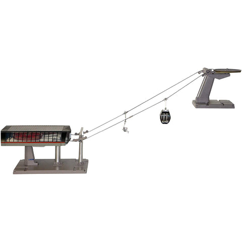 MY VILLAGE Decorative chairlift SKI LIFT + with motor cabin gray and black 44x22x36 cm
