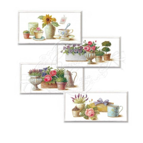 COCCOLE DI CASA Quadro rettangolare COLAZIONE FLORAL 4varianti 38x22x3cm QA10658