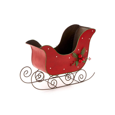 FABRIC CLOUDS Decoration Sled object holder in red iron 27x20,5x13,5 cm