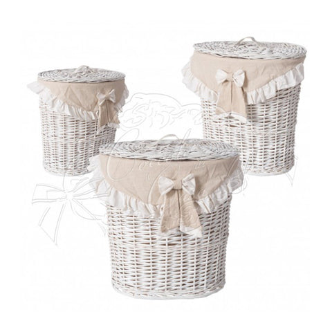CUDDLES AT HOME Oval wicker laundry basket with "Jolie" bow 3 variants (1pc)