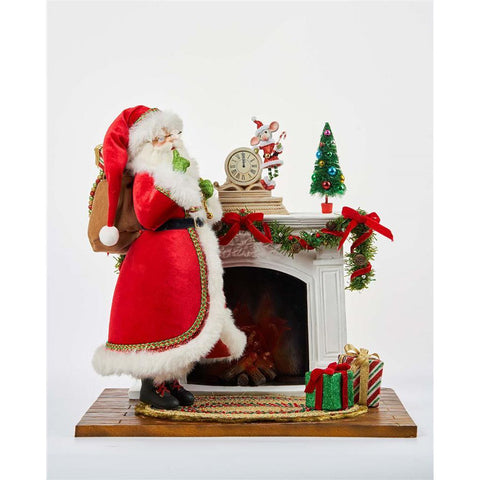 GOODWILL Christmas scene Santa Claus and fireplace in resin