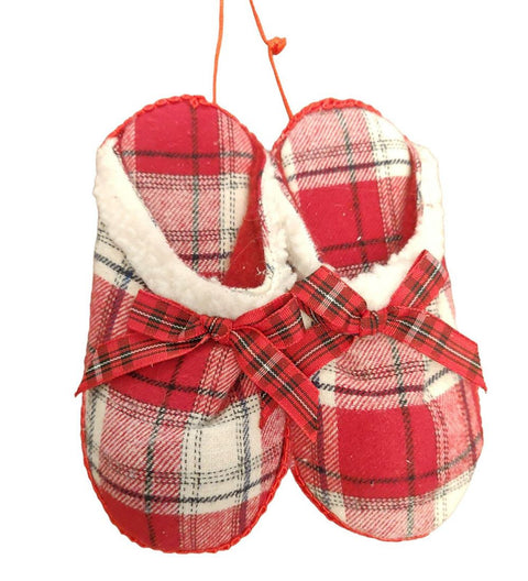 GOODWILL Red Christmas slippers to hang on the tree with bow 12x13 cm