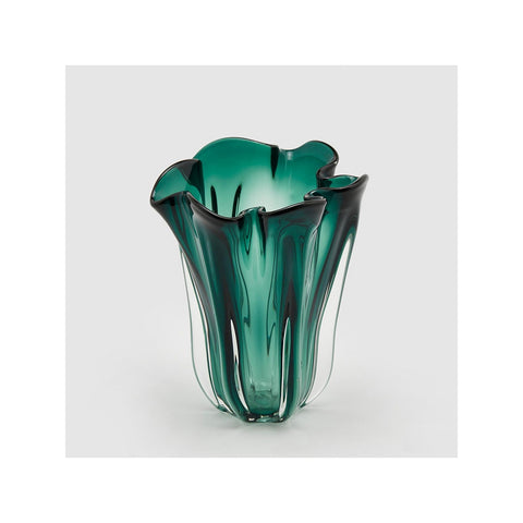 EDG Enzo de Gasperi Indoor vase with rims, "Drappo" flower and plant holder in glossy glass, modern style H27xD22 cm