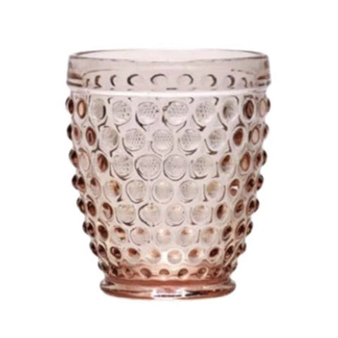 Fade Set 6 water glasses in pink glass with bubbles "Ibiza" Glamor 300 ml