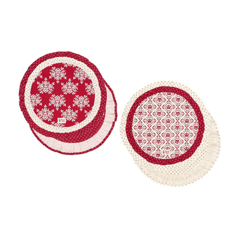 FABRIC CLOUDS Set 2 Christmas placemats FAVOLE round 2 variants red Ø40cm