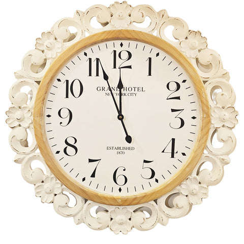 The art of Nacchi Shabby Chic antique white mdf clock D60xP2.5 cm
