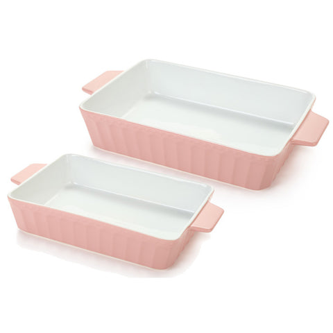 Nuvole di Stoffa Set of two pink porcelain baking dishes "Demetra" Shabby 30/26 cm