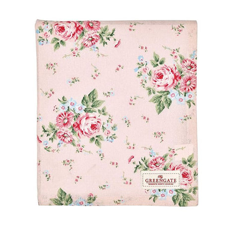 GREENGATE MARLEY ROSA pink cotton tablecloth with flowers 150x150 cm COTTAB150MRL1902