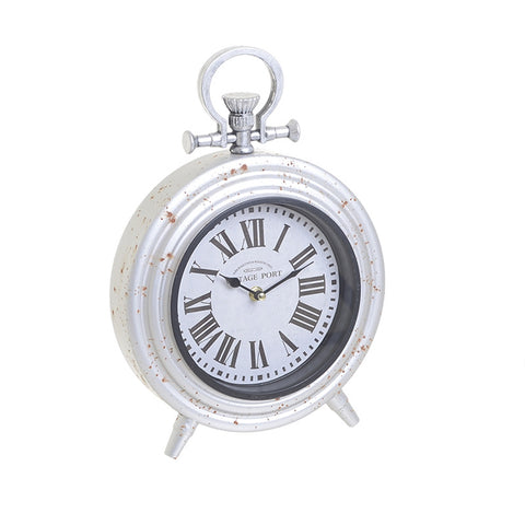 INART Vintage analog clock in silver metal 25x8x36 cm