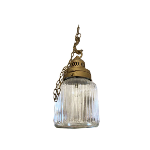 INART Chandelier lantern pendant glass and bronze metal Ø16 H40 cm